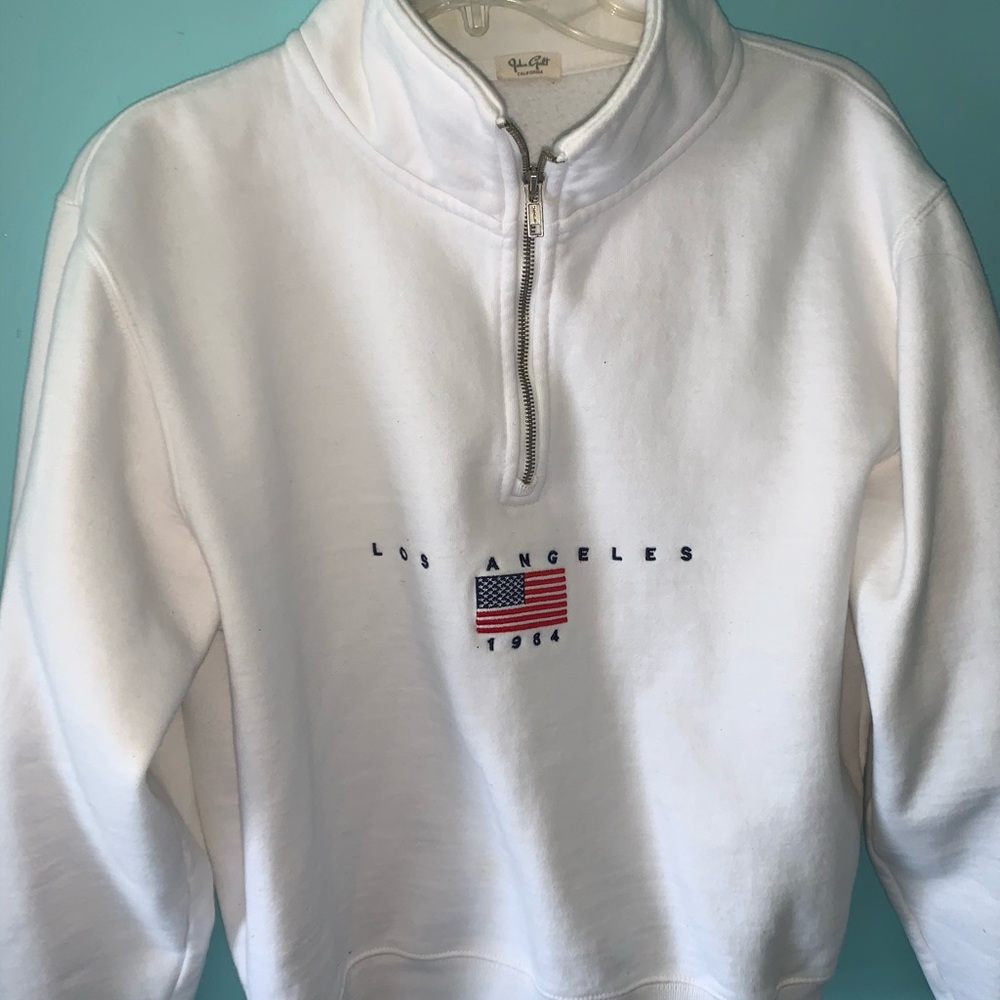 John Galt Brandy Melville Los Angeles White Zip-Up